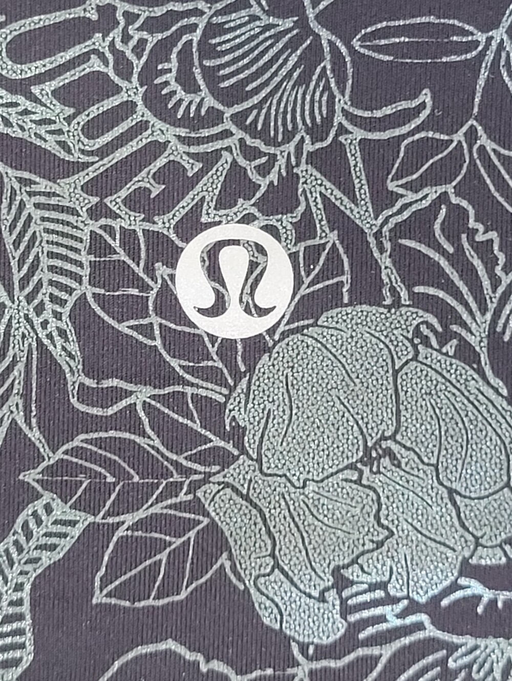 lululemon athletica Women SZ 6  Black Leggings with Iridescent Teal Floral Print - Picture 7 of 9